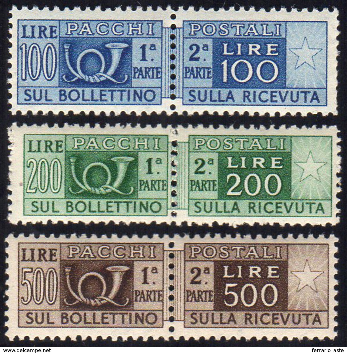 1946 - 100, 200 E 500 Lire Filigrana Ruota (77/78,80), Gomma Integra, Ottimo Stato.... - Pacchi Postali