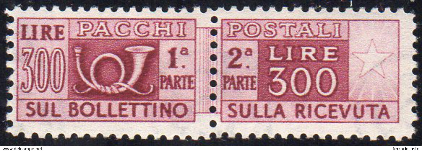 1948 - 300 Lire, Filigrana Ruota (79), Gomma Originale, Perfetto.... - Pacchi Postali