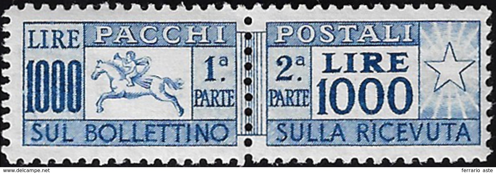 1954 - 1.000 Lire Cavallino, Filigrana Ruota (81), Nuovo, Gomma Integra, Perfetto. Molto Fresco. Cer... - Postal Parcels