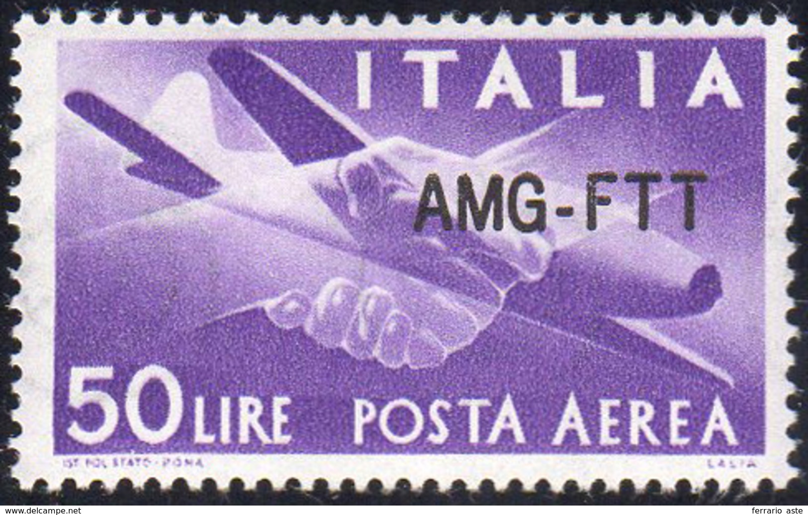 POSTA AEREA 1954 - 50 Lire, Nuovo Tipo Di Soprastampa (22a), Ottima Centratura, Gomma Integra, Perfe... - Altri & Non Classificati