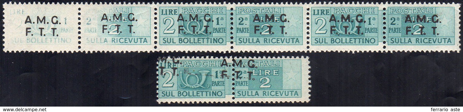 PACCHI POSTALI 1947 - 2 Lire Soprastampato Su Due Righe, Stampa Del Francobollo Evanescente In Stris... - Altri & Non Classificati