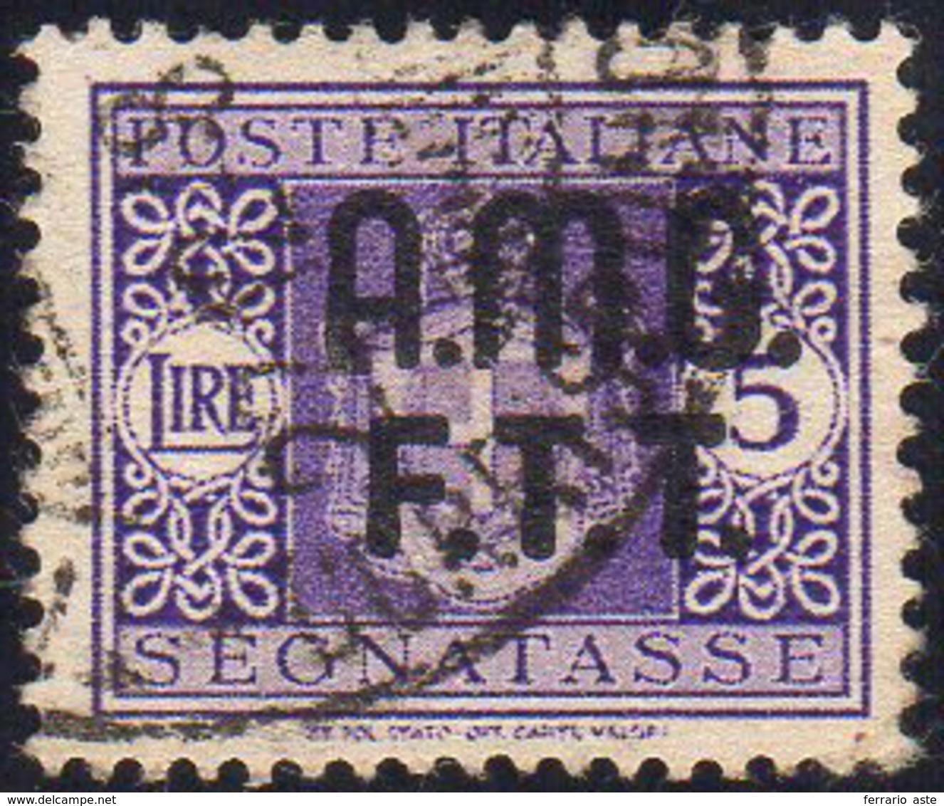 SEGNATASSE 1947 - 5 Lire Soprastampato, Senza Filigrana (4A), Usato, Perfetto. Ferrario.... - Altri & Non Classificati