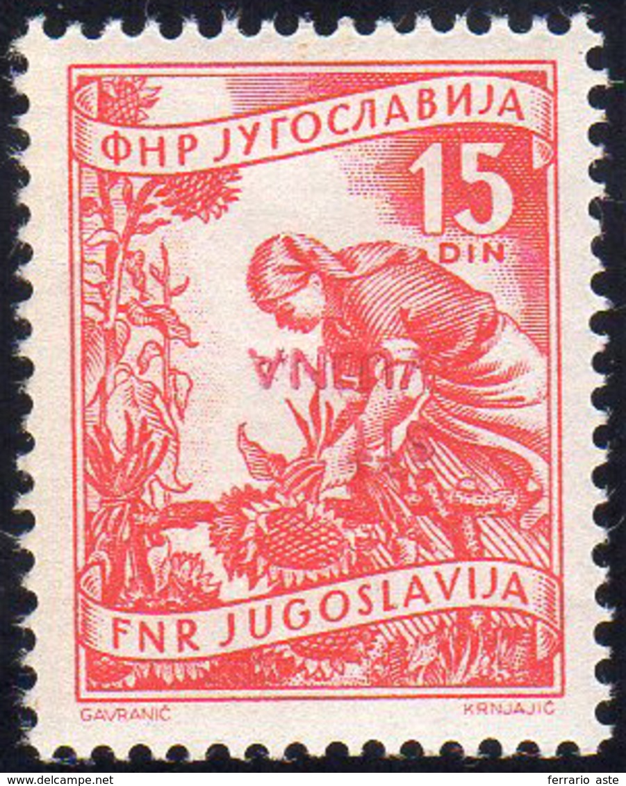 1953 - 15 D., II Tipo, Soprastampa Capovolta (79/Ia), Perfetto, Gomma Integra. Cert. Avi.... - Altri & Non Classificati