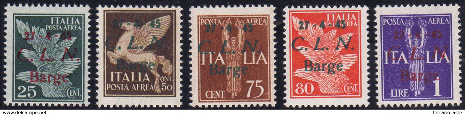 BARGE POSTA AEREA 1945 - Serie Completa (12/16), Gomma Integra, Perfetti. Belli E Rari! Tiratura 100... - Comitato Di Liberazione Nazionale (CLN)