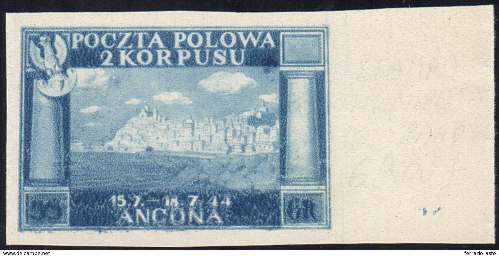 1946 - 55 G. Vittorie Polacche, Carta Bianca, Stampa Smossa Nella Parte Inferiore (6B), Bordo Di Fog... - 1946-47 Corpo Polacco Periode