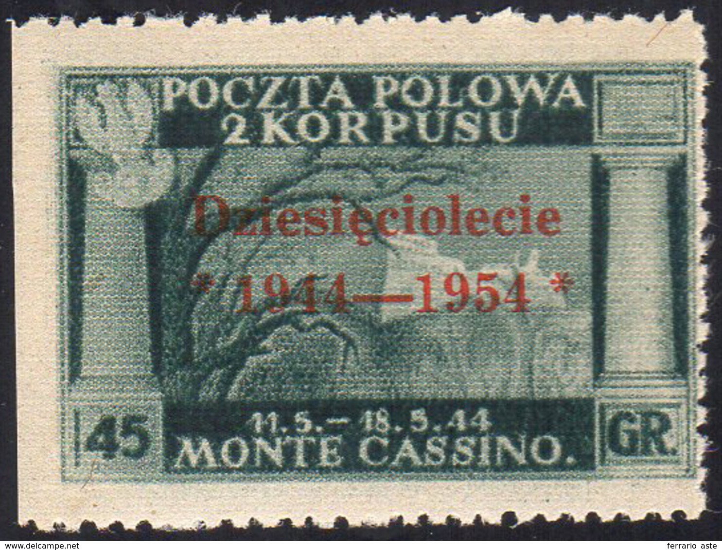 1954 - 45 G. Soprastampa Vermiglio, Non Dentellato A Sinistra (7,nota), Gomma Integra, Perfetto. Cer... - Altri & Non Classificati