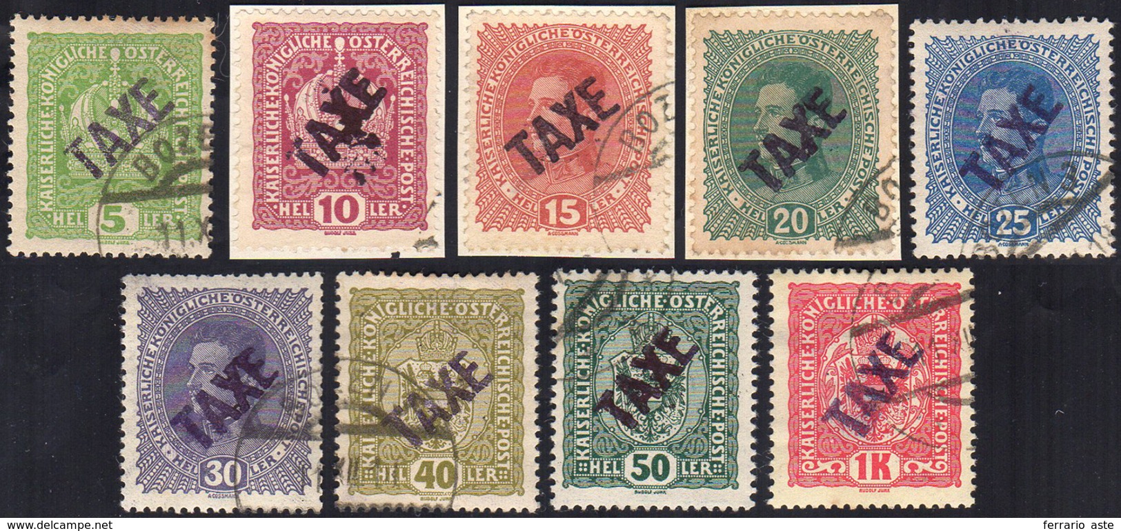 TRENTINO ALTO ADIGE/BOLZANO 3 1918/19 - Soprastampati "taxe" Diagonalmente (BZ3/36-44), Usati, Perfe... - Sonstige & Ohne Zuordnung