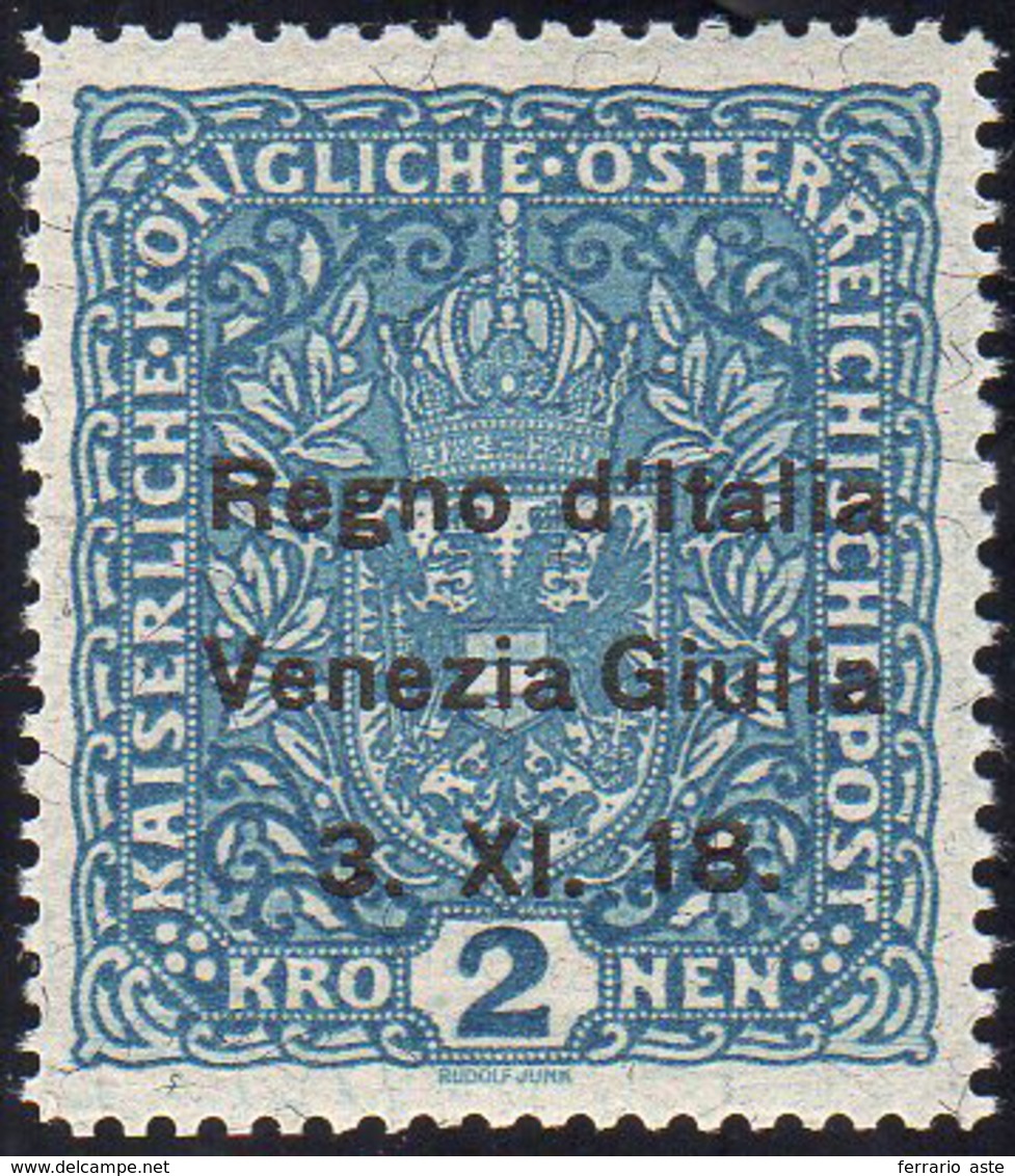 VENEZIA GIULIA 1918 - 2 K., Carta Con Fili Seta (15/I), Gomma Integra, Perfetto. Cert. Avi.... - Andere & Zonder Classificatie