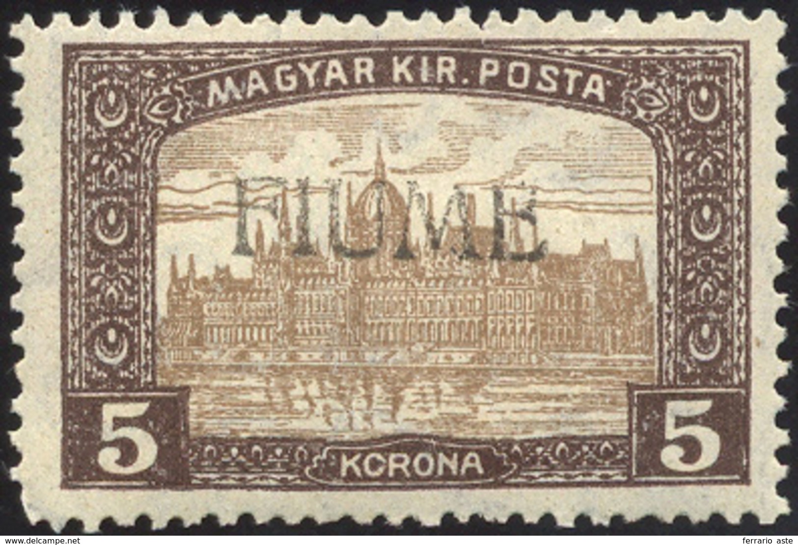 FIUME 1918 - 5 K. Soprastampa A Mano (20), Gomma Originale, Perfetto. Firmato Sorani E Classificato ... - Altri & Non Classificati