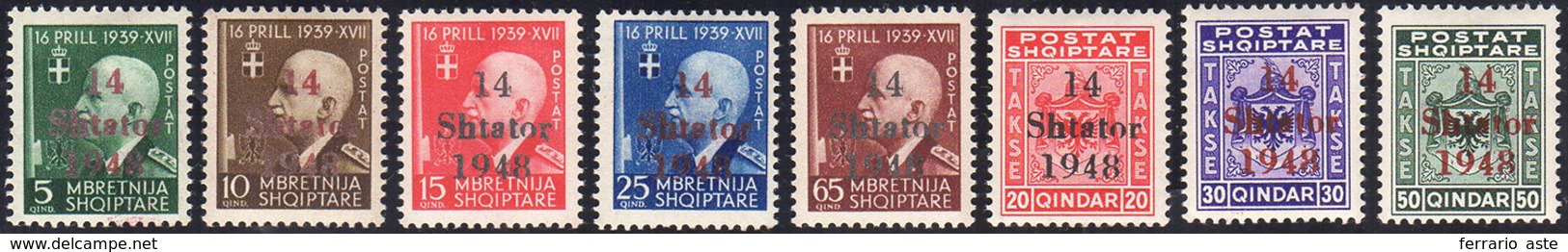 ALBANIA OCC. TEDESCA 1943 - 5, 10, 15, 25, 65 Q. E 30, 20, 50 Q. Segnatasse, Emissione Semiufficiale... - Altri & Non Classificati