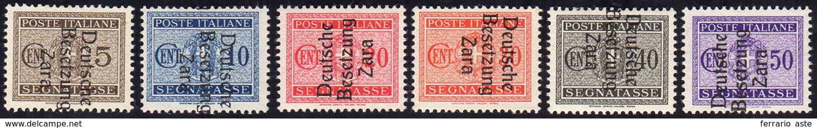 ZARA SEGNATASSE 1943 - Soprastampati, Sei Valori (1/3,5/7), Gomma Originale, Perfetti.... - Sonstige & Ohne Zuordnung