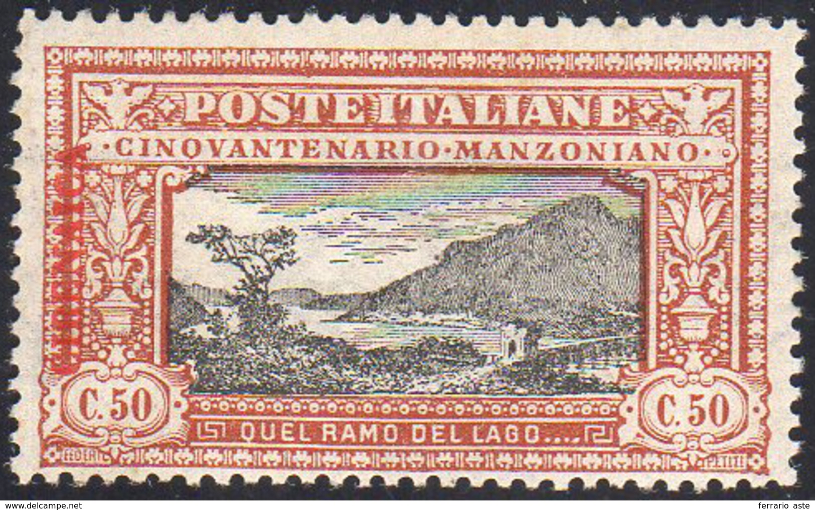 1924 - 50 Cent. Manzoni, Saggio Con Soprastampa Verticale (P6), Perfetto, Gomma Originale Integra. R... - Cirenaica