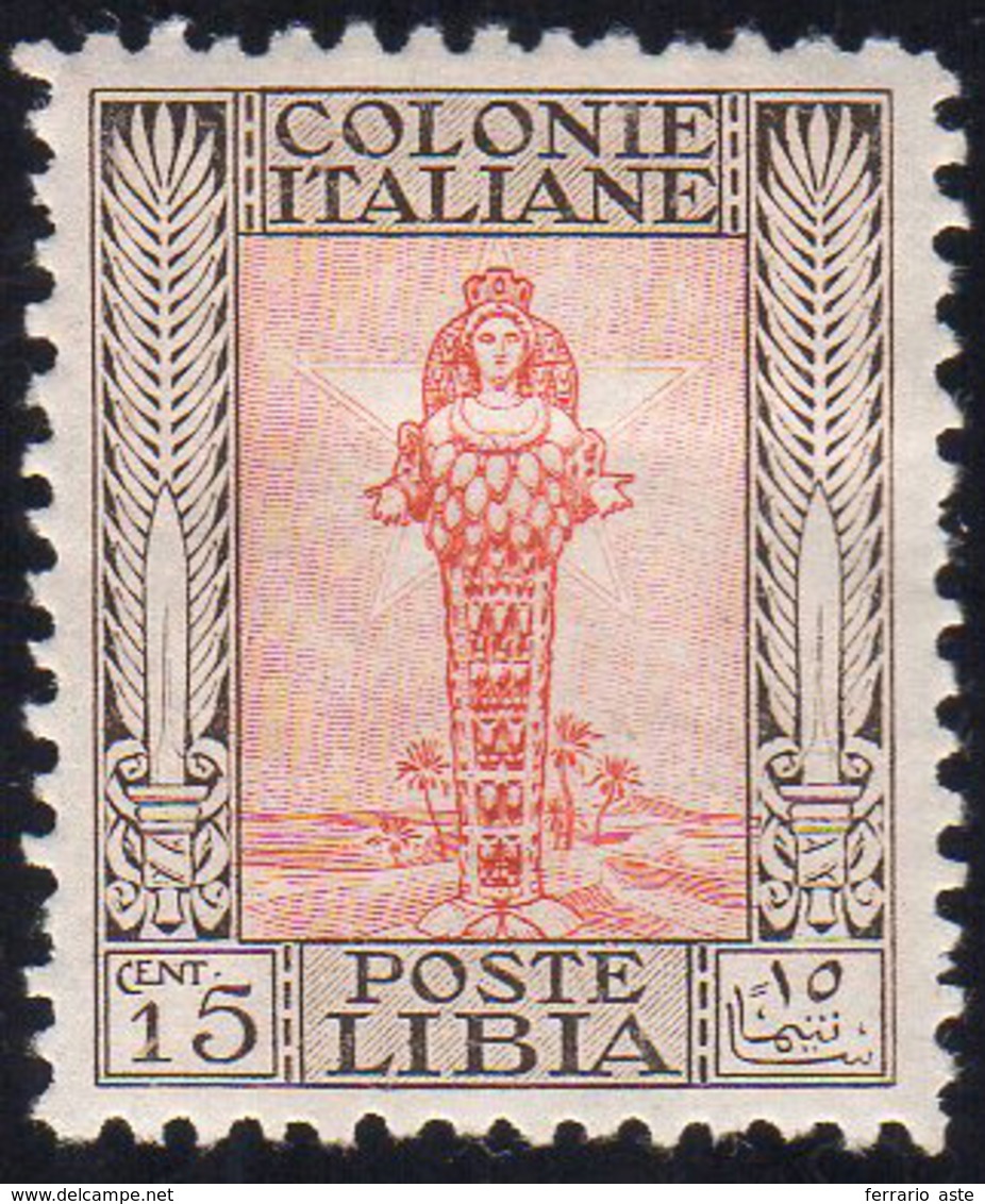 1926 - 15 Cent. Pittorica, Senza Filigrana, Dent. 11 (62), Gomma Originale, Perfetto.... - Libia