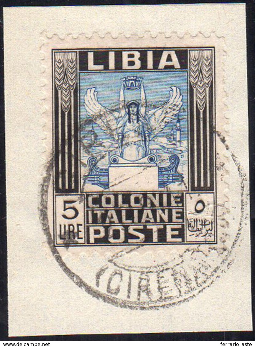 1937 - 5 Lire Pittorica Dent. 11 (144), Usato Su Frammento, Perfetto. Ferrario.... - Libya