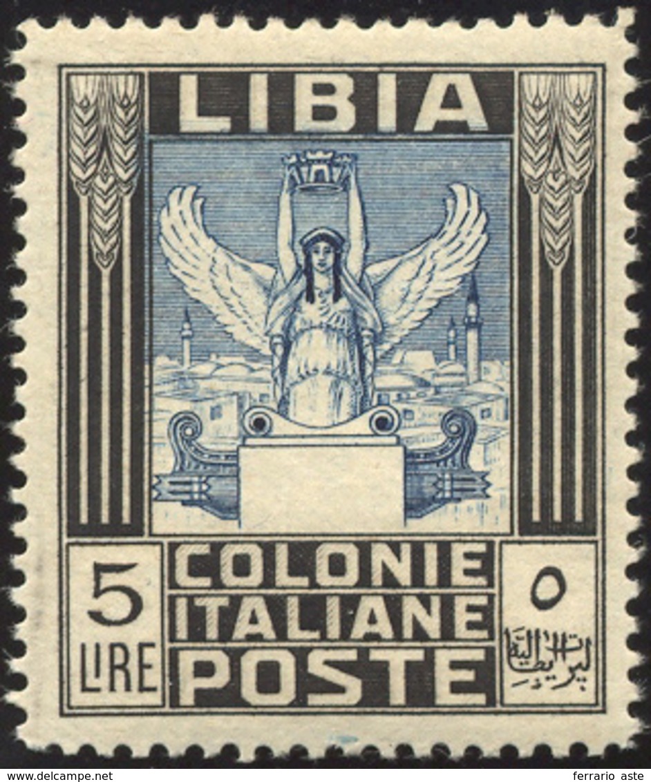 1940 - 5 Lire Pittorica, Senza Filigrana, Dent. 14 (163), Ottima Centratura, Gomma Integra, Perfetto... - Libië