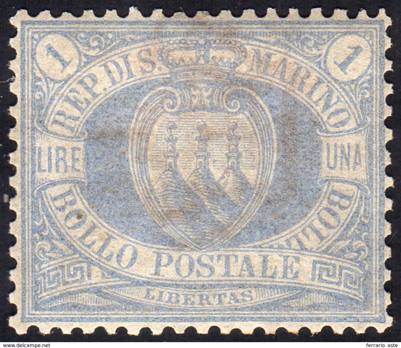 1894 - 1 Lira Oltremare Stemma, Centratura Eccezionale (31), Gomma Originale, Perfetto. Splendido E ... - Altri & Non Classificati