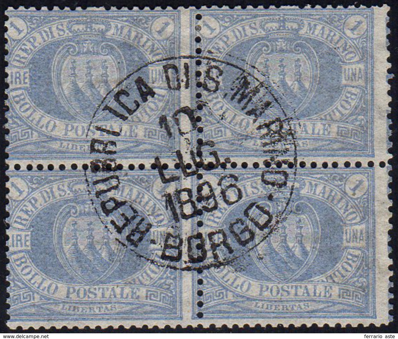 1894 - 1 Lira Oltremare Stemma (31), Blocco Di Quattro, Perfetto, Usato. Molto Fresco Ed Estremament... - Andere & Zonder Classificatie