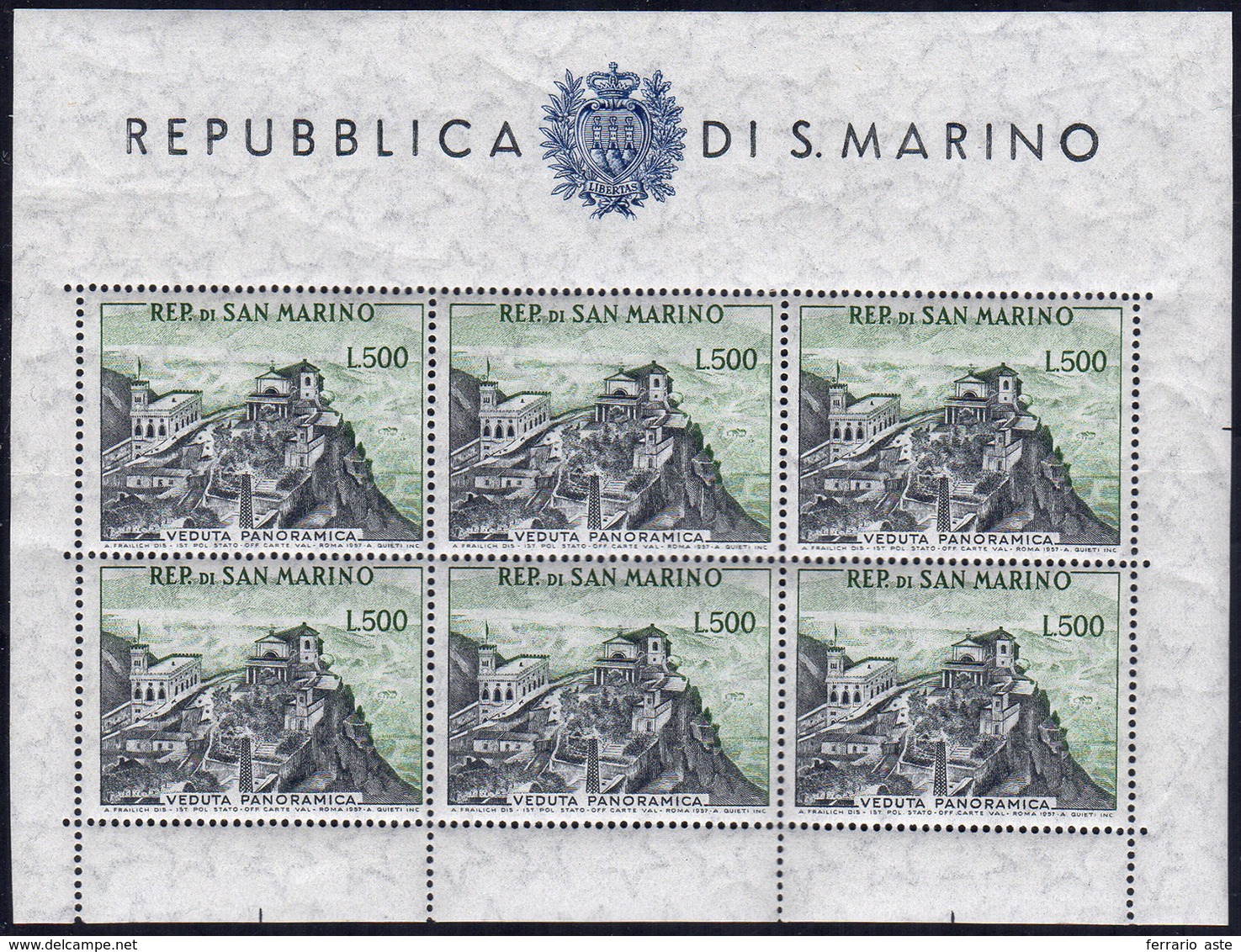 1958 - 500 Lire Panorama, Foglietto (18), Gomma Integra, Perfetto. Bello. Ferrario.... - Blocchi & Foglietti