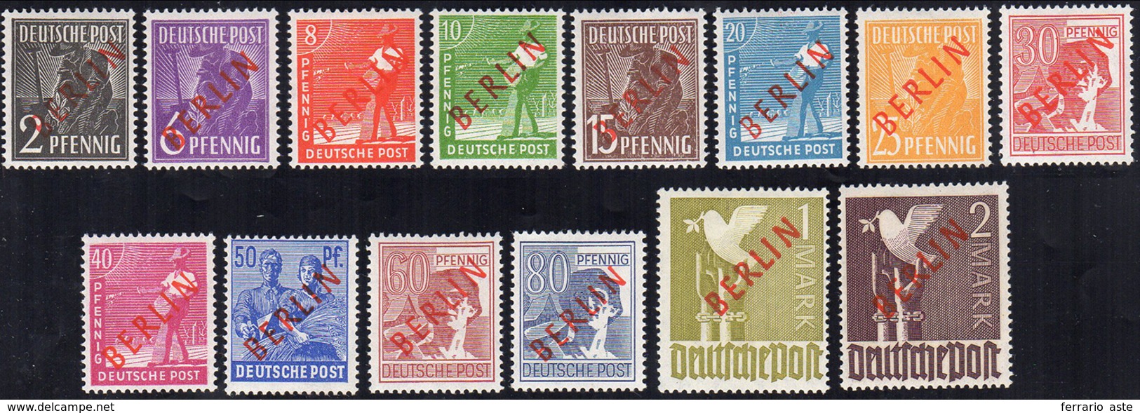 GERMANIA BERLINO 1949 - Soprastampati BERLIN In Rosso (1/B-18/B), Gomma Integra, Perfetti. Molto Fre... - Andere-Europa