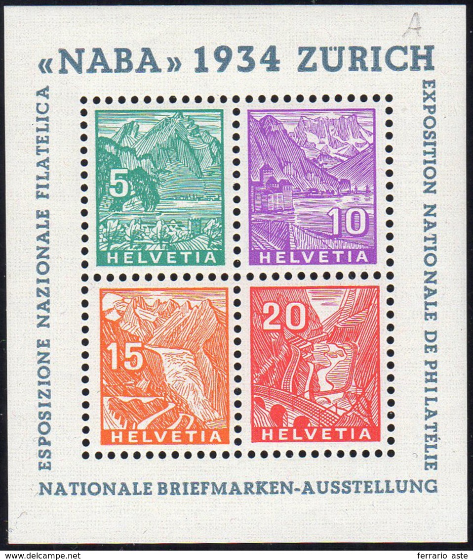 SVIZZERA 1934 - NABA, Foglietto (BF1), Gomma Integra, Perfetto. Bello.... - Sonstige - Europa