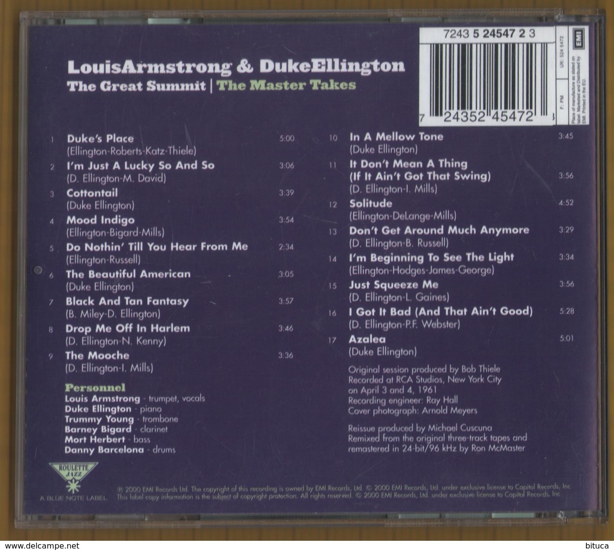 CD 17 TITRES LOUIS ARMSTRONG & DUKE ELLINGTON THE GREAT SUMMIT THE MASTER TAKES  BON ETAT & RARE - Jazz