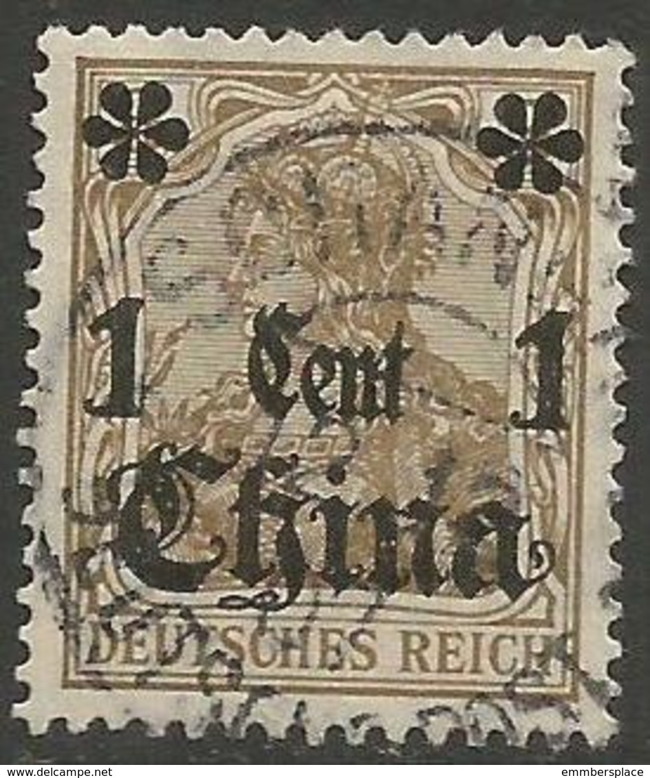 German Offices China - 1905 Germania Overprint  & Surcharge 1c/3pf Used  Sc 37 - China (offices)