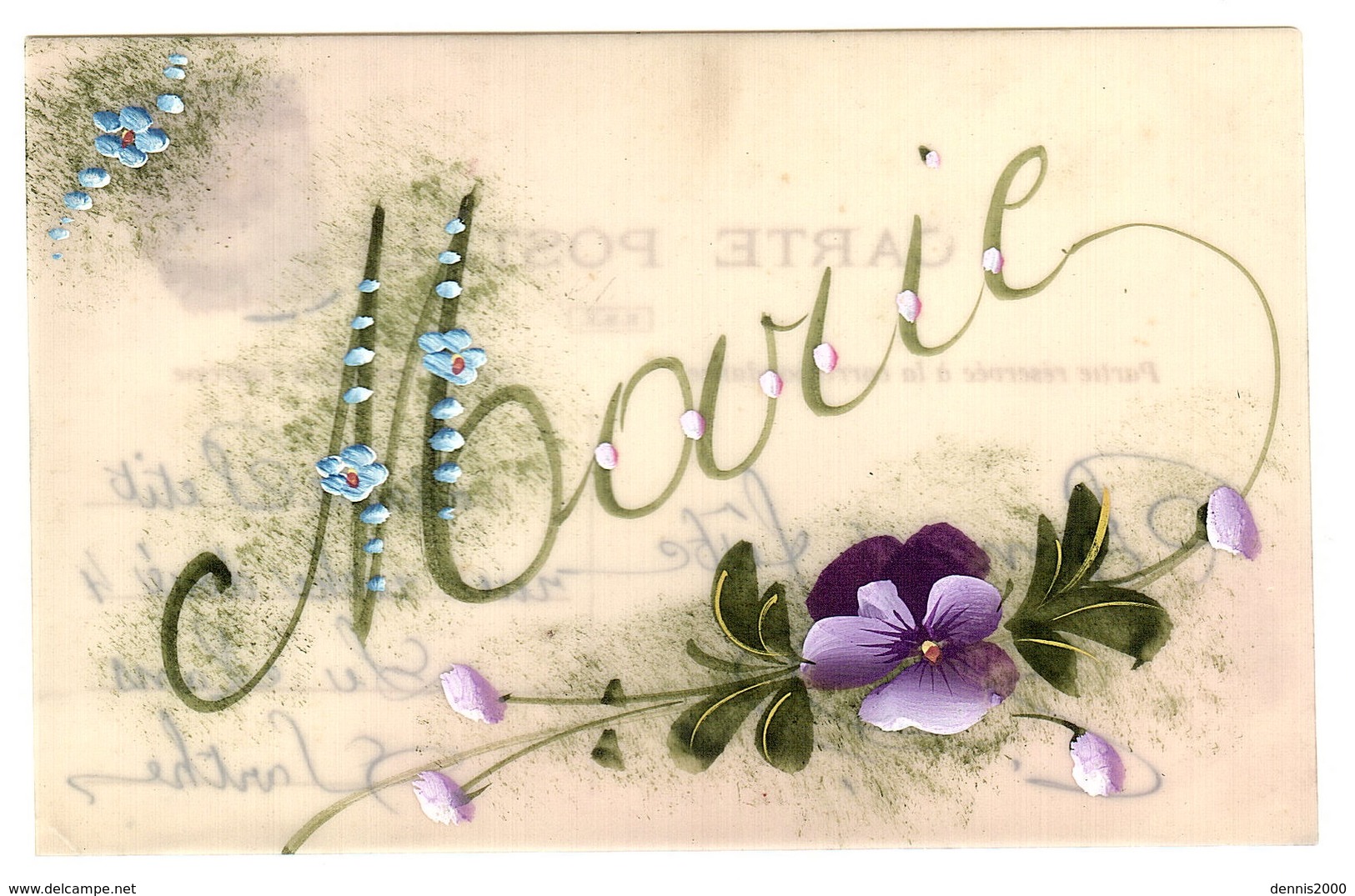 PRENOM - MARIE - Carte En Celluoïd - Peinte à La Main - Handpainted - FLEURS - FLOWERS - Prénoms