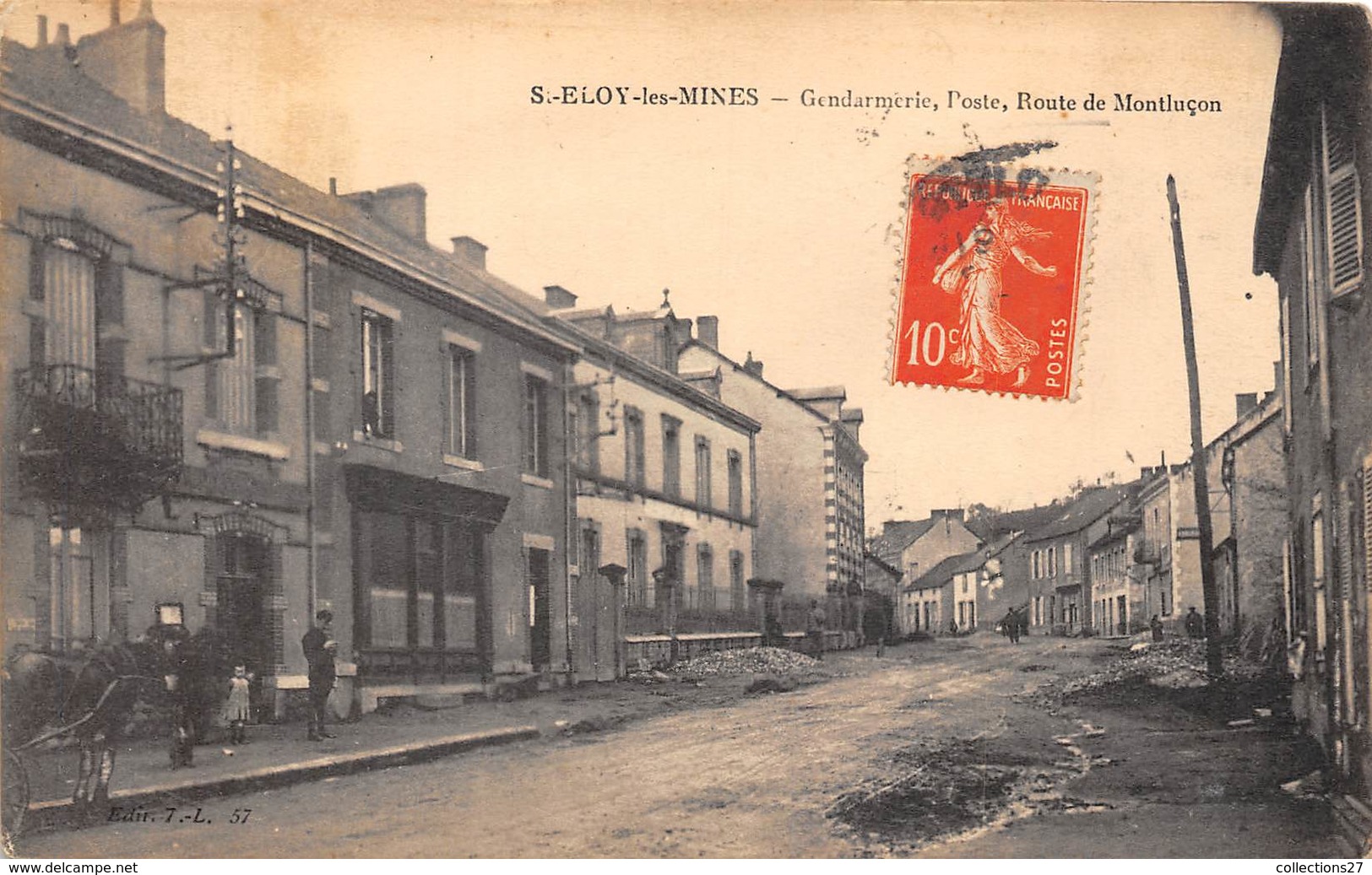 63-SAINT-ELOY-LES-MINES- GENDARMERIE , POSTE, ROUTE DE MONTLUCON - Saint Eloy Les Mines