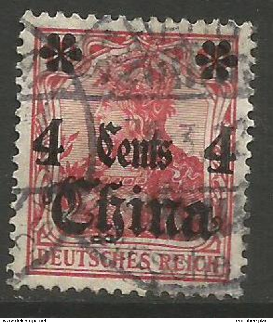 German Offices China - 1905 Germania Overprint  & Surcharge 4c/10pf Used  Sc 39 - China (offices)