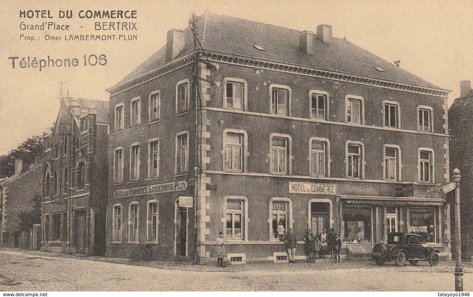 Bertrix  Hotel Du Commerce Prop.Omer Lambermont Animée Circulé En 192????? - Bertrix