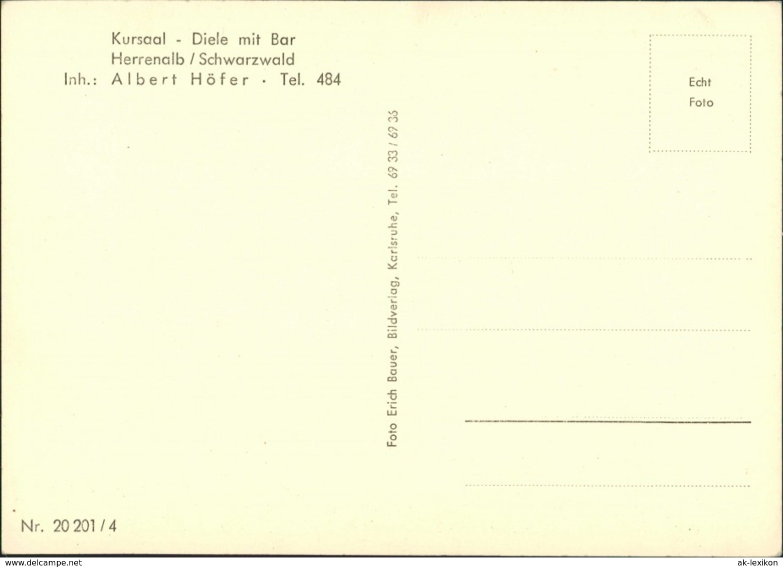 Ansichtskarte Bad Herrenalb Kursaal Mit Diele Und Bar 1934 - Bad Herrenalb
