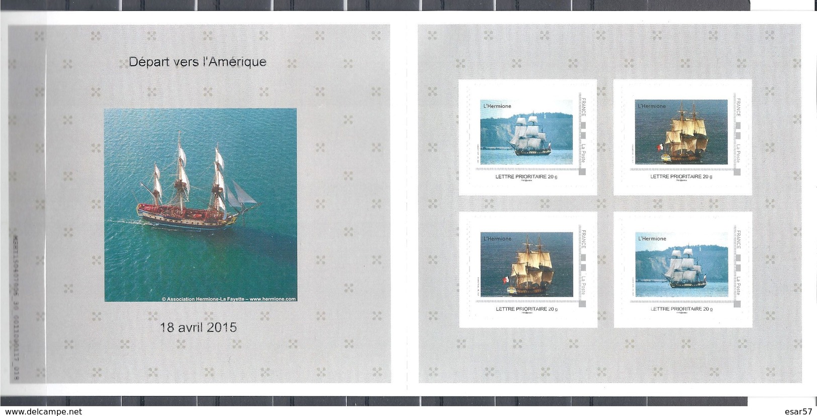 Collector L'Hermione 4 Timbres - Collectors