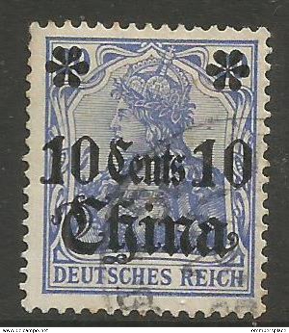 German Offices China - 1913 Germania Overprint  & Surcharge 10c/20pf Used Sc 50 - China (offices)