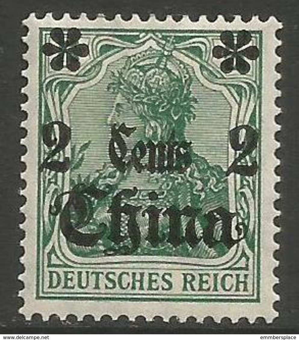 German Offices China - 1906 Germania Overprint  & Surcharge 2c/5pf MH *  Sc 48 - China (offices)