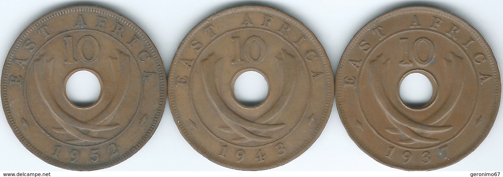 East Africa - George VI - 10 Cents - 1937 (KM26.1) 1943 (KM26.2) 1952 (KM34) - British Colony