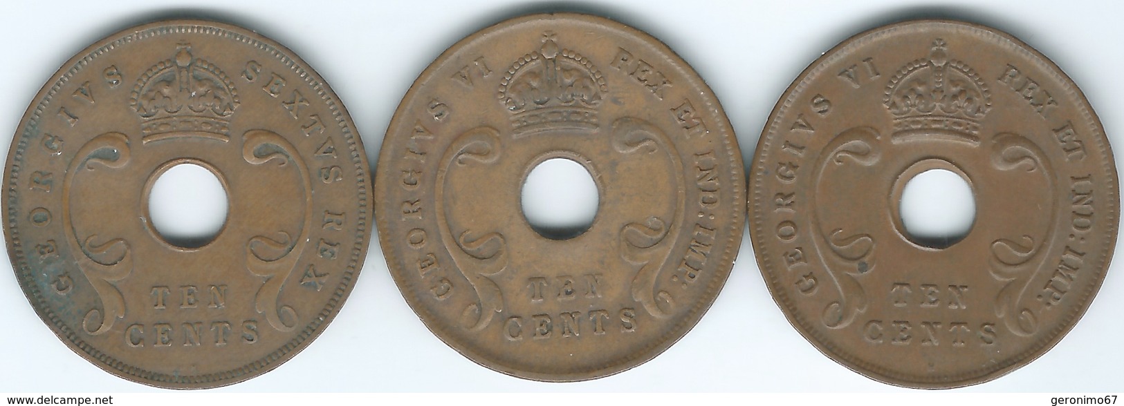 East Africa - George VI - 10 Cents - 1937 (KM26.1) 1943 (KM26.2) 1952 (KM34) - British Colony
