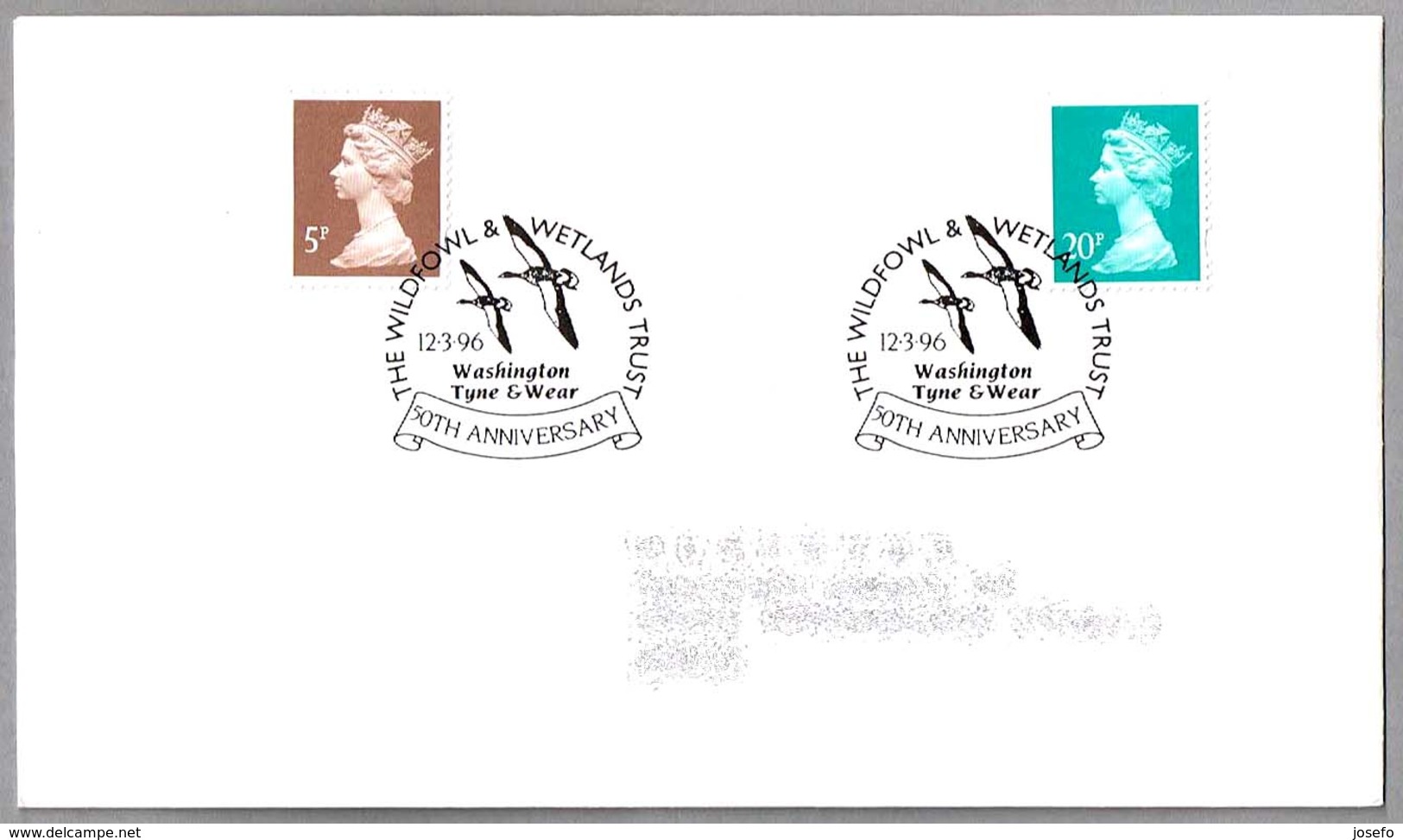 50th Anniv. THE WILDFOWL & WETLANDS TRUST - 50 Años Proteccion Humedales. Washington Tyne & Wear 1996 - Environment & Climate Protection