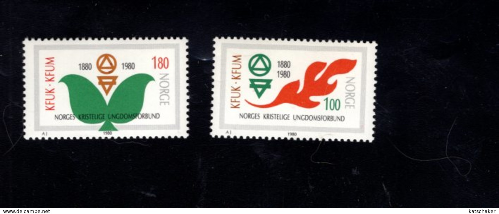 762994496 1980 SCOTT 757 758  POSTFRIS  MINT NEVER HINGED EINWANDFREI  (XX)  NORWEGIAN CHRISTIAN YOUTH ASSN CENTENARY - Neufs