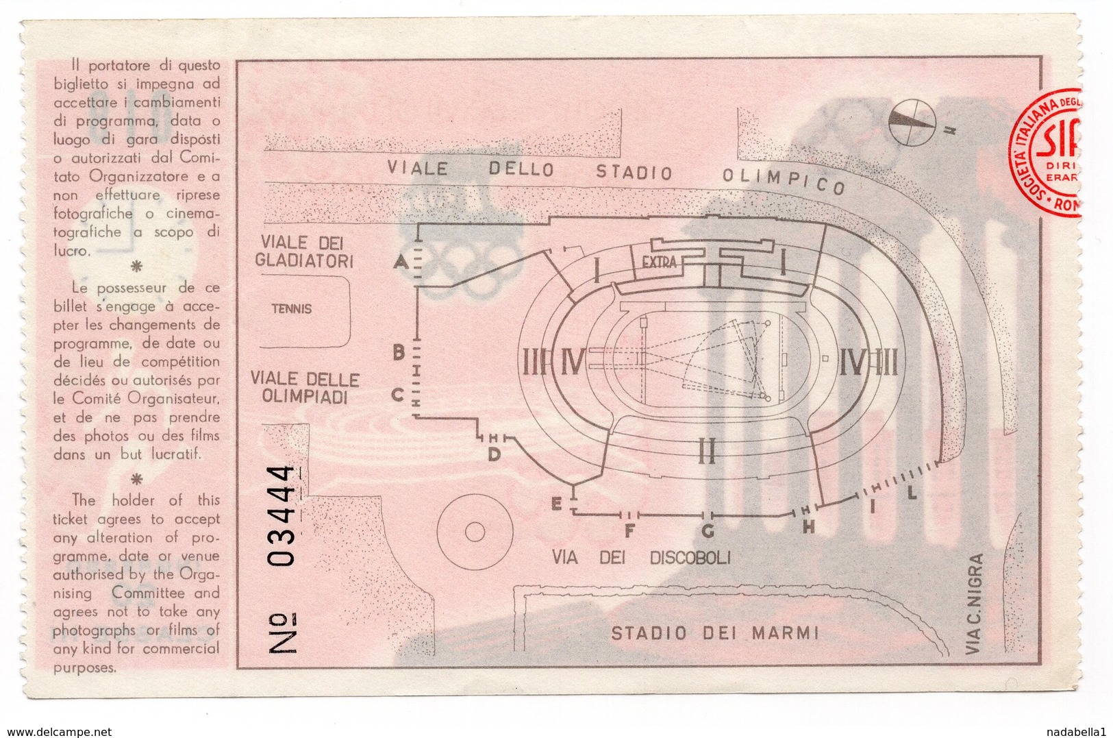 1960 SUMMER OLYMPIC GAMES, ROME, ITALY, TICKET FOR ATHLETICS, USED - Tickets - Vouchers