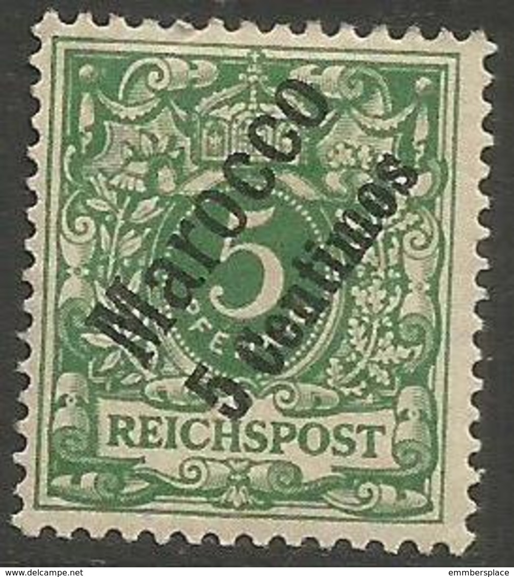 German Offices Morocco - 1899 Numeral Overprint  & Surcharge 5c/5pf MH *  Sc 8 - Morocco (offices)