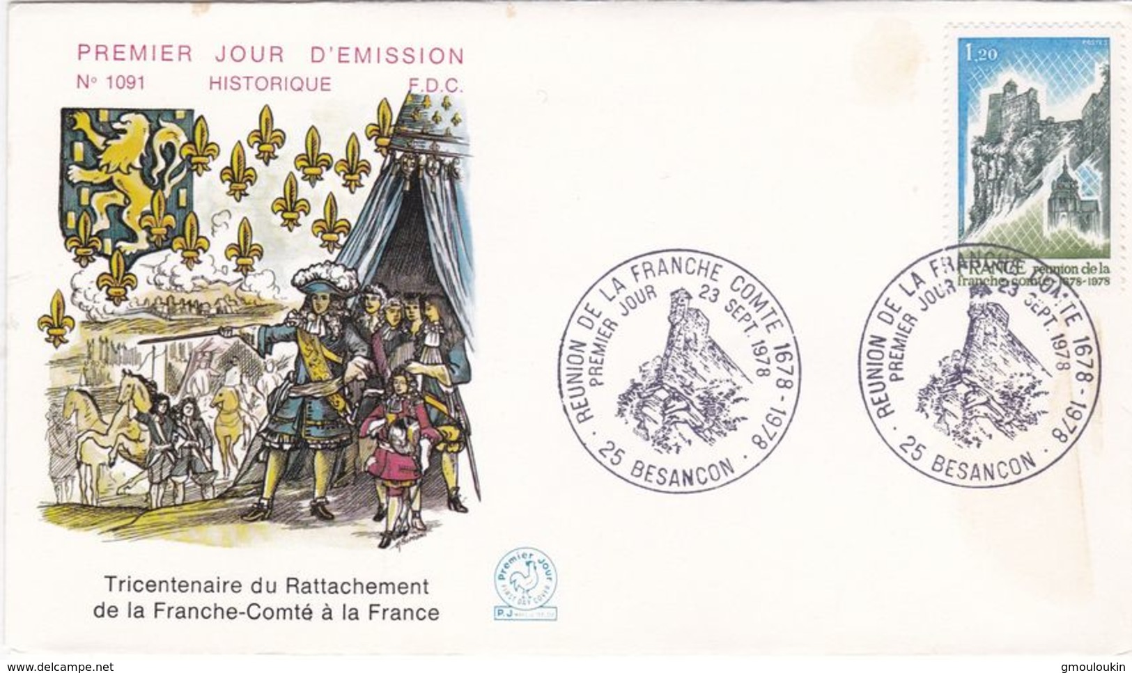 FDC - Enveloppe - Tricentenaire Du Rattachement De La Franche-Comté à La France - 1970-1979
