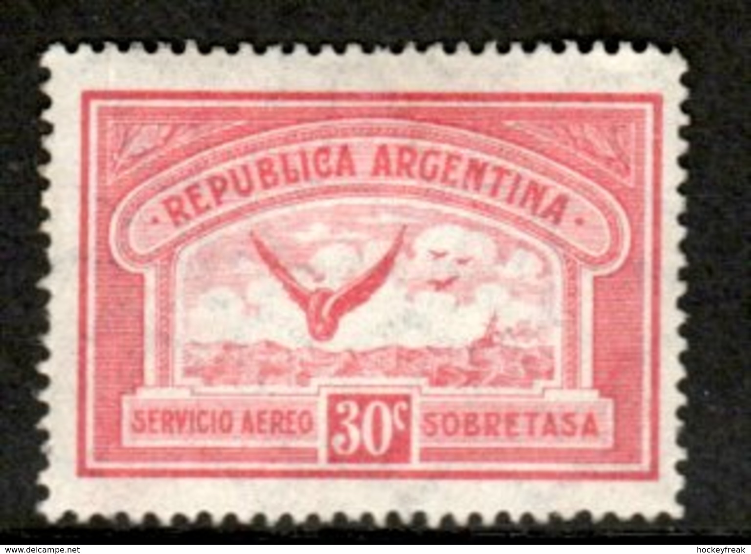 Argentina  1928 - 30c Air Mail Allegory Winged Wheel SG565 VLHM Cat £6.50 For HM SG2016 - See Full Description Below - Ungebraucht