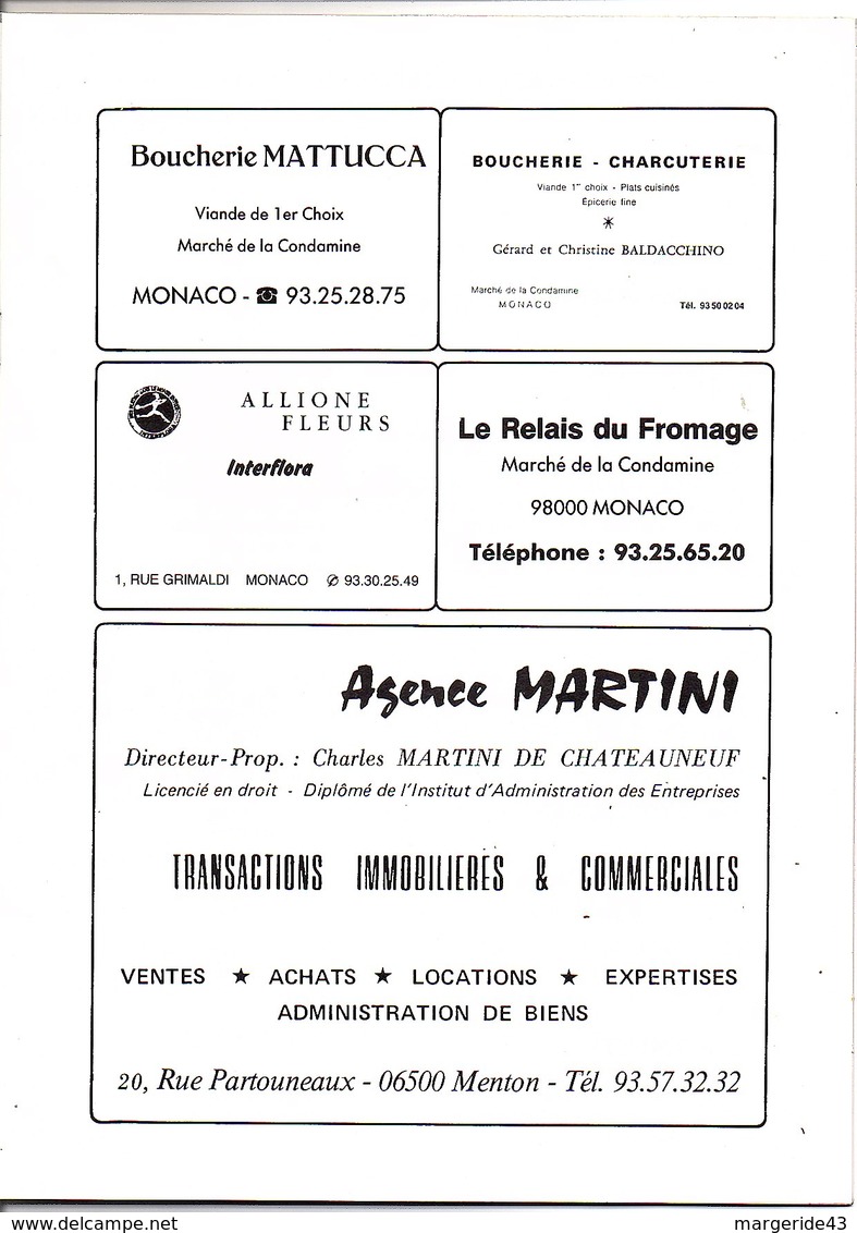 LIVRET EXPO CARTOPHILE ET DOCUMENTS DE MONACO 1988