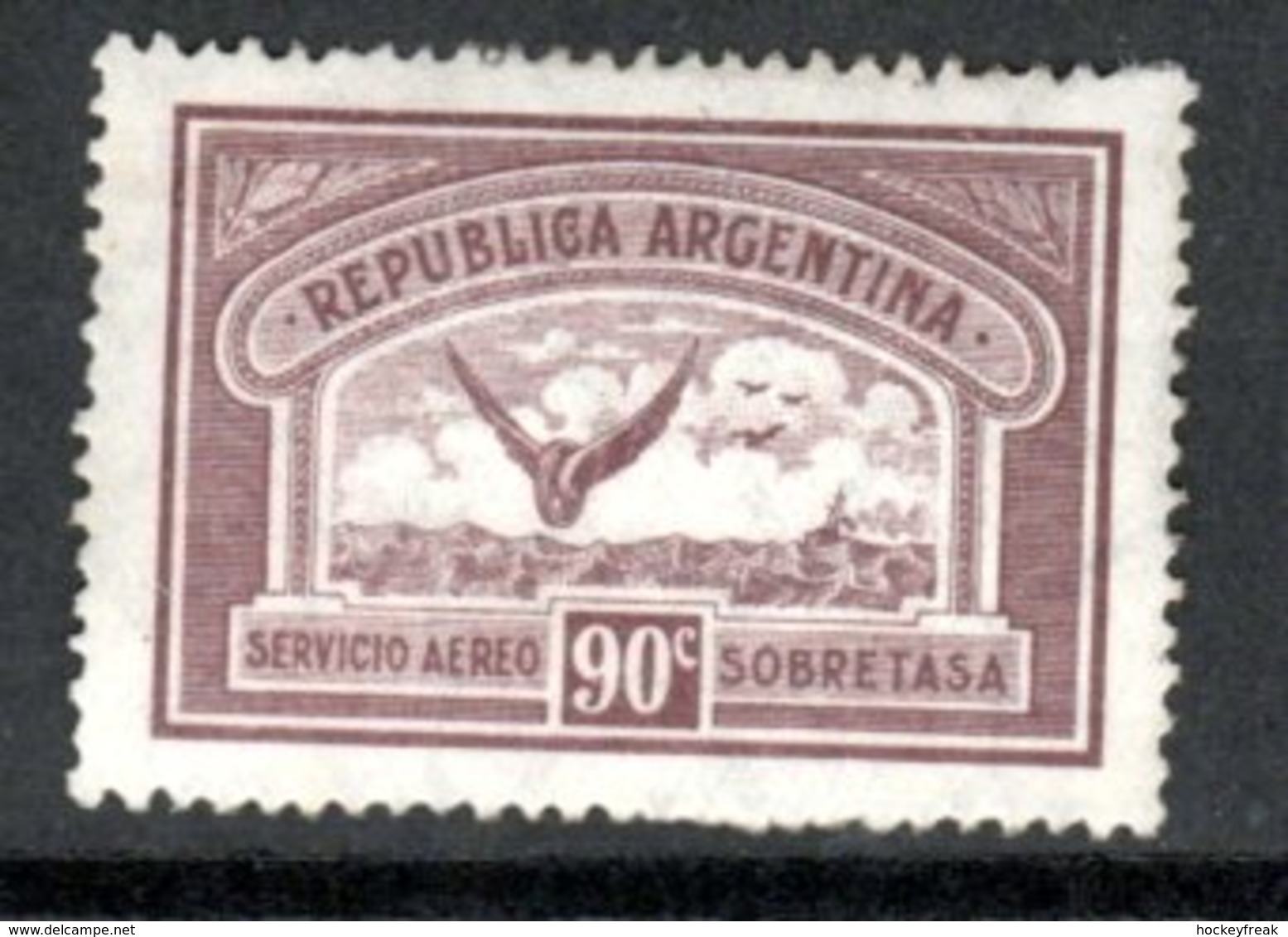 Argentina 1928 - 90c Air Mail Allegory Winged Wheel SG571 VLHM Cat £12 For HM SG2016 - See Full Description Below - Nuevos