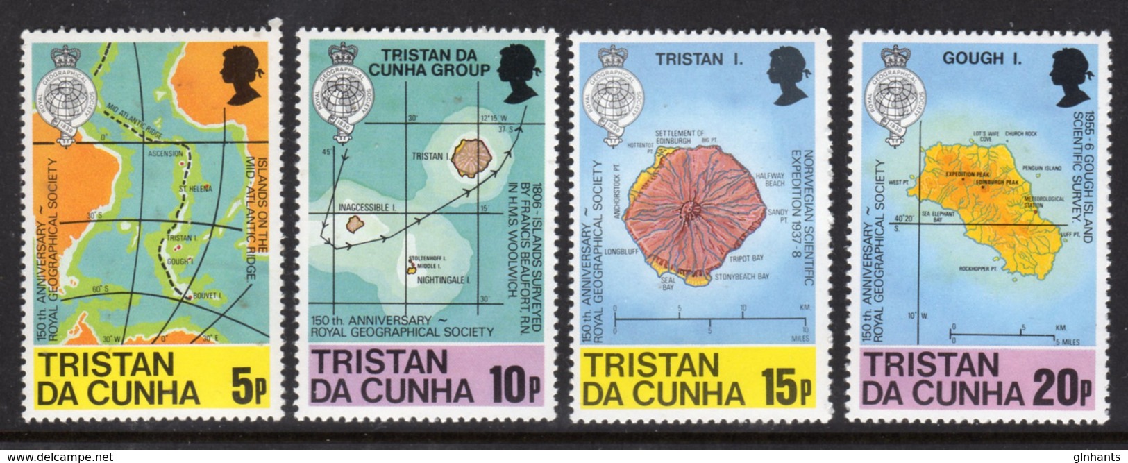 TRISTAN DA CUNHA - 1980 ROYAL GEOGRAPHICAL SOCIETY ANNIVERSARY MAPS SET (4V) FINE MNH ** SG 296-299 - Tristan Da Cunha