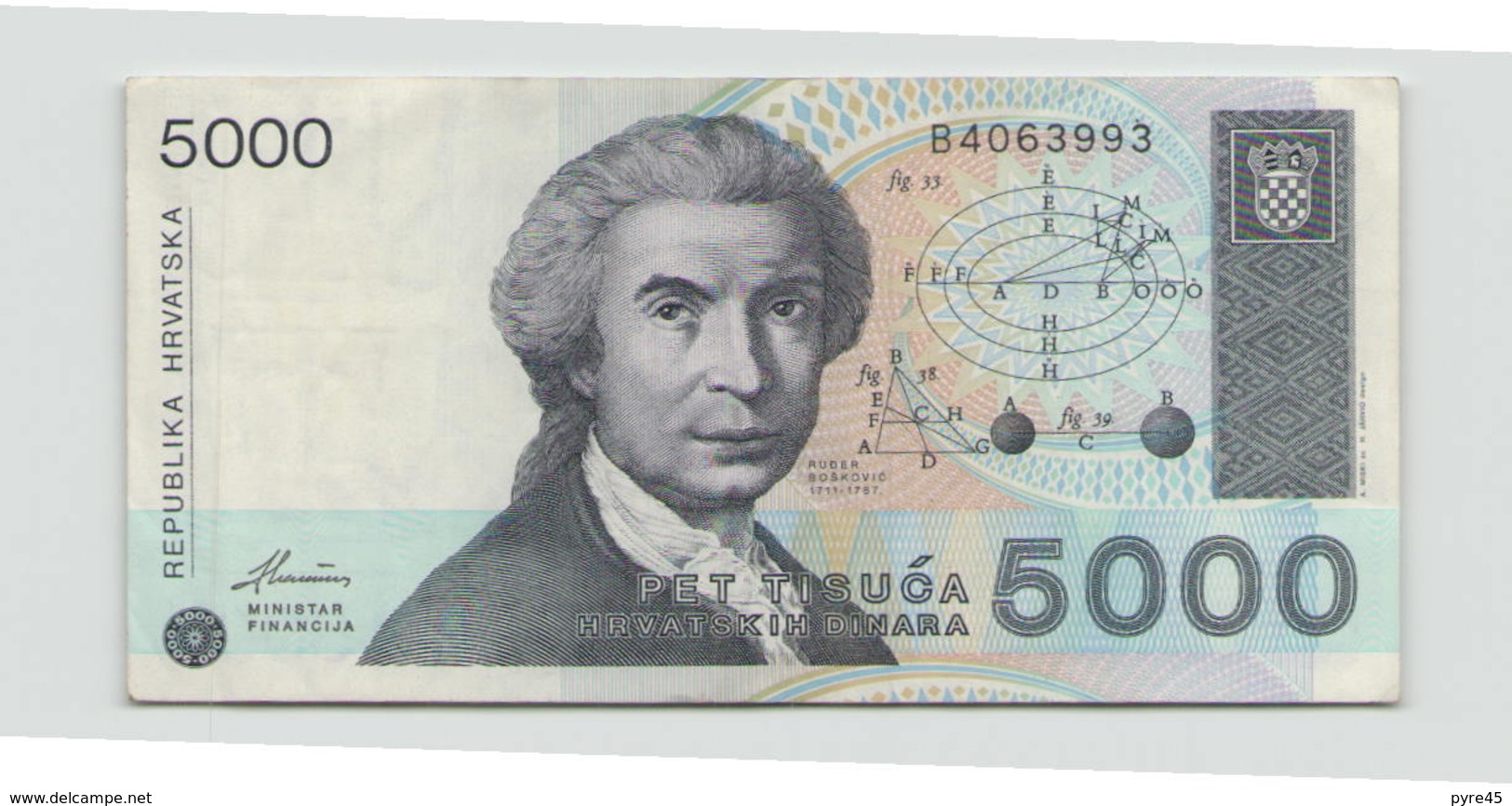 Croatie Billet De 5000 - Croatie