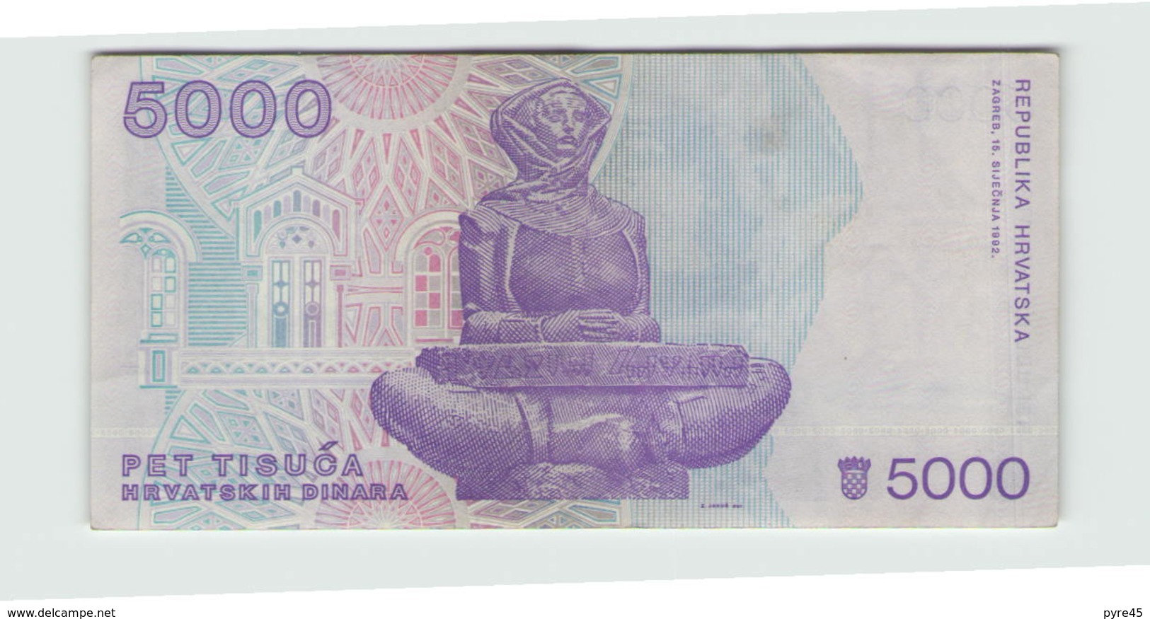 Croatie Billet De 5000 - Croatie