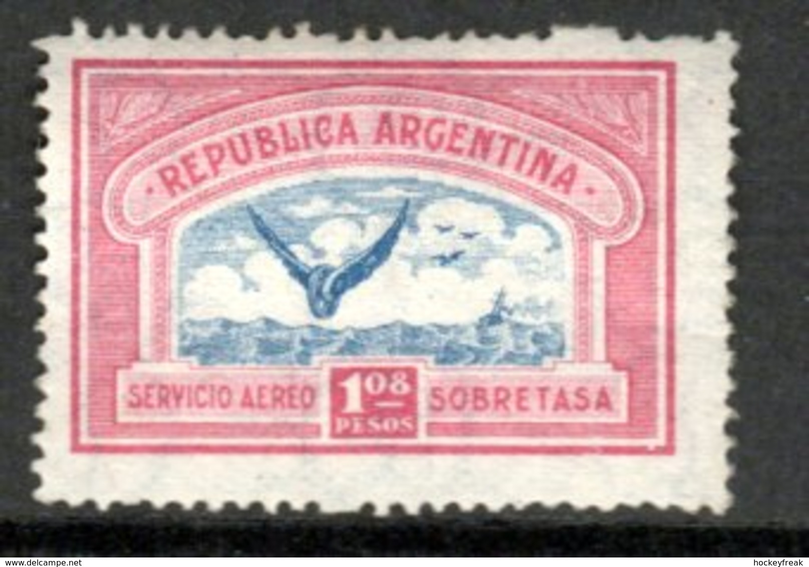 Argentina 1928 - 1p 08c Air Mail Allegory Winged Wheel SG573 VLHM Cat £22 For HM SG2016 - See Full Description Below - Ungebraucht