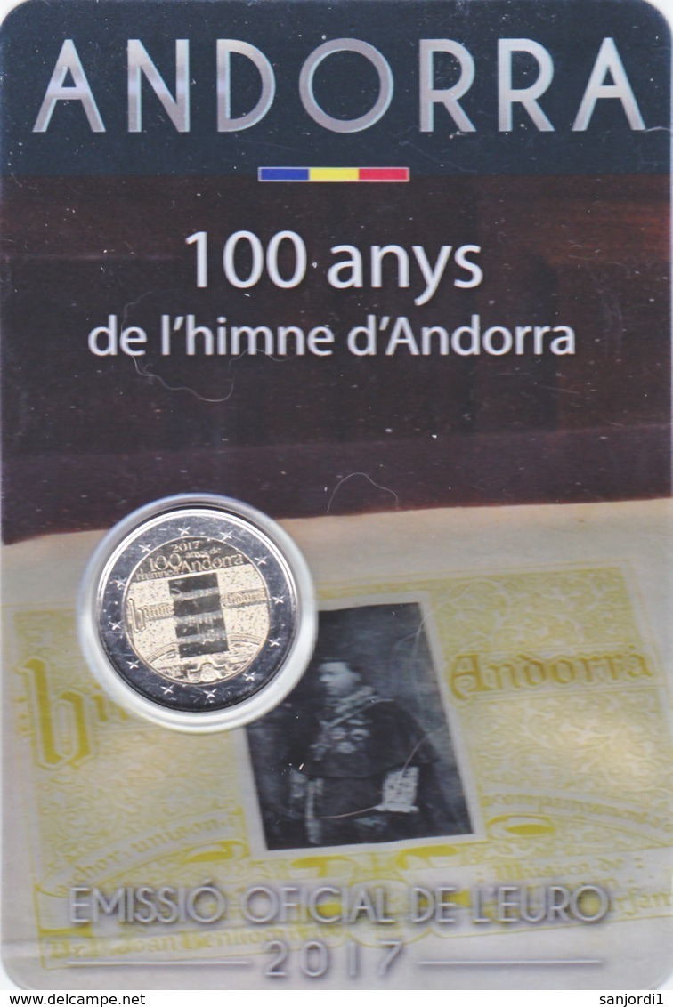 Andorre Pièce De 2 Euros Millésime 2017 Sous Emballage 100 Ans De L'hymne D'Andorre - Andorre