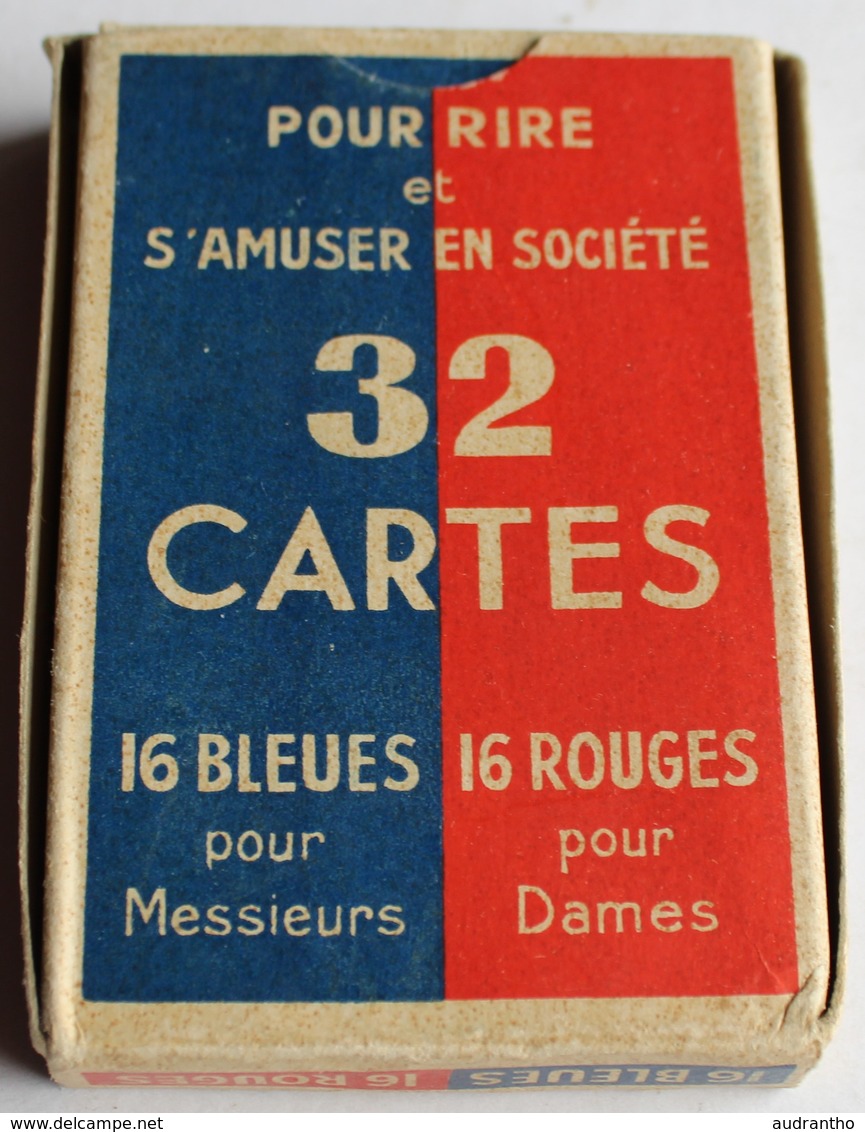 Rare Ancien Jeu 32 Cartes LA GRIVOISE Illustrateur Pour Rire Et S'amuser En Société 16 Bleues Pour Messieurs - 32 Karten